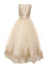 Little Girls Champagne Rhinestone Embroidered Full Length Formal Dress Dress 4-6 - SophiasStyle.com